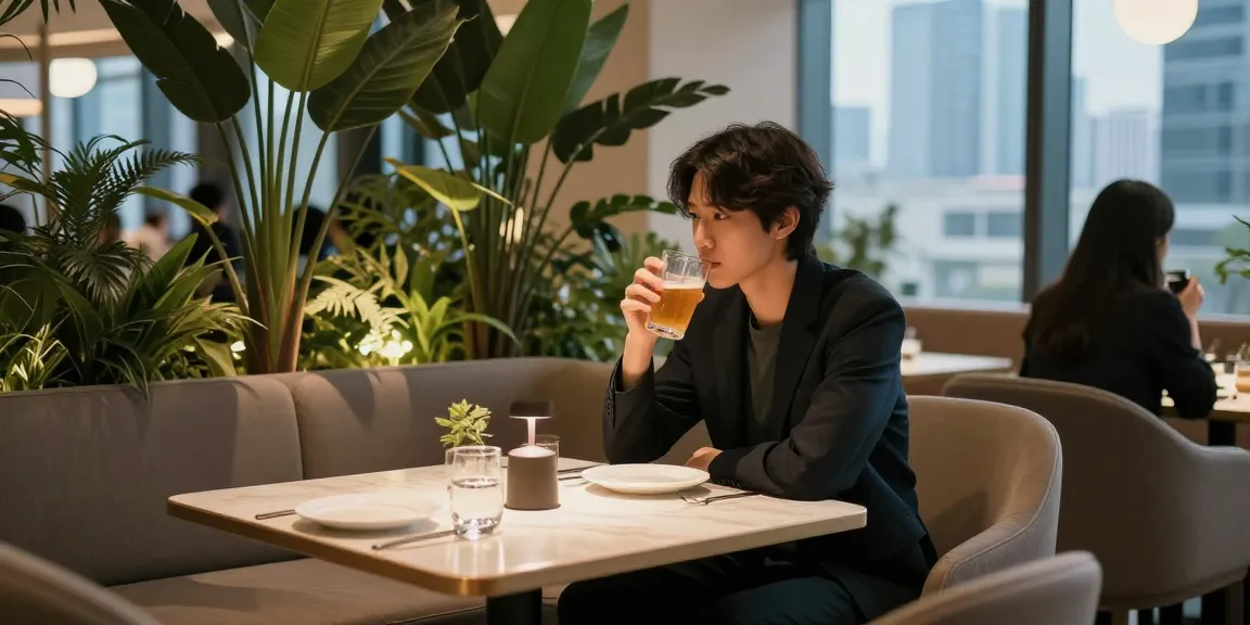 강남 멀리건에서 아늑한 분위기 속에서 음료를 즐기는 모습