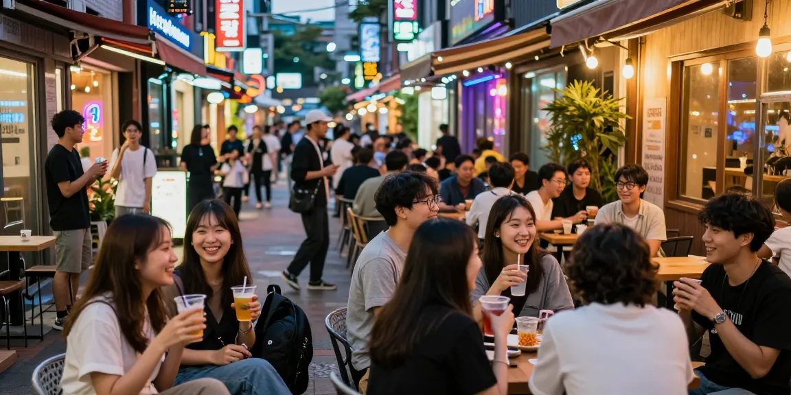 강남의 퀸알바 관련 유흥가에서 즐기는 밤의 젊은이들 모습