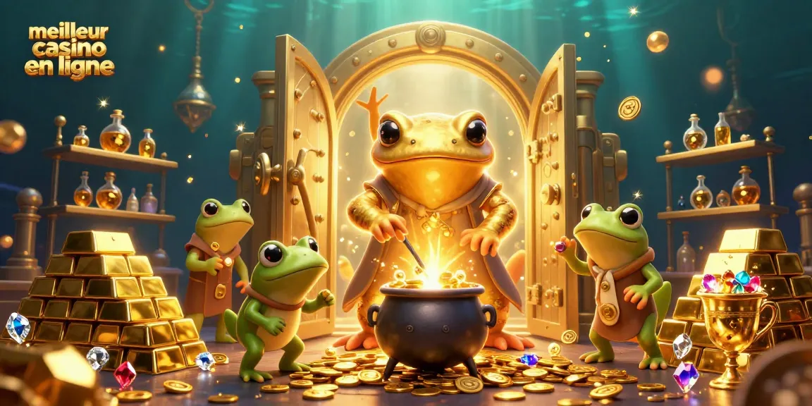 Visualisez le meilleur casino en ligne transformant des métaux en pièces d'or, avec des éléments de casino autour.
