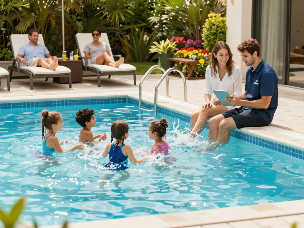 Dolphin Pool Services ensuring families enjoy their clean pools with expert maintenance and personalized care