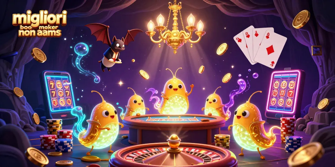 Esplora i migliori bookmaker non AAMS con un’illustrazione vivace e dettagliata di un casinò incantato.