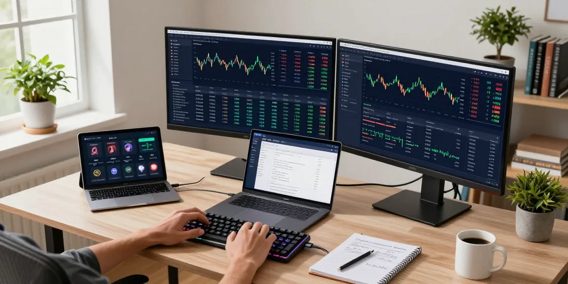 Cricbet trading workspace with crypto charts, DeFi dashboard, blockchain technology setup.