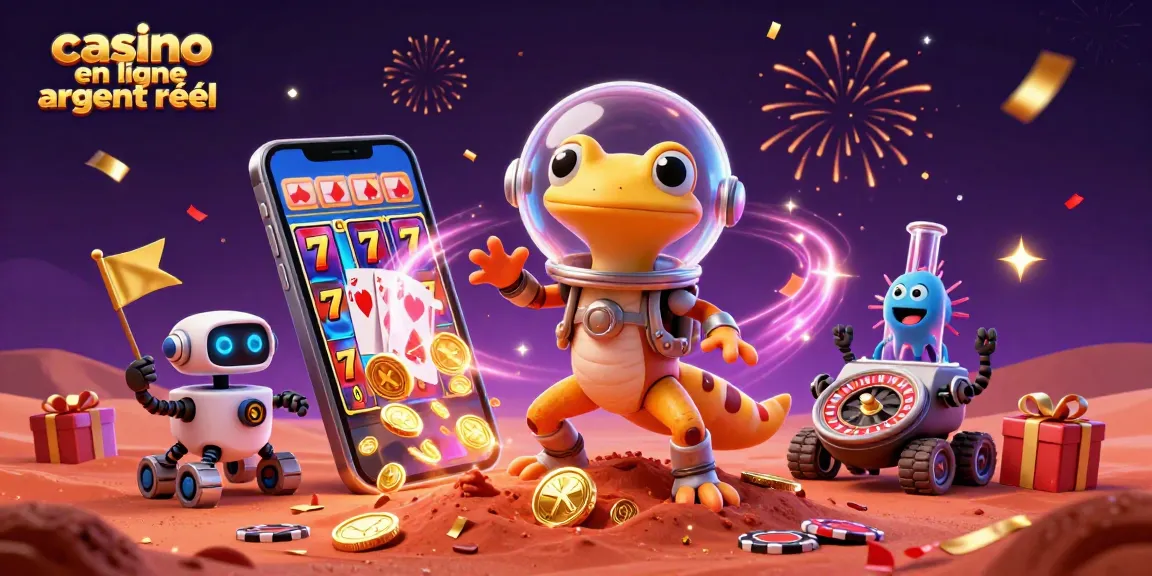 Gagnez avec le casino en ligne argent réel, une illustration de jeu dynamique avec des personnages amusants.
