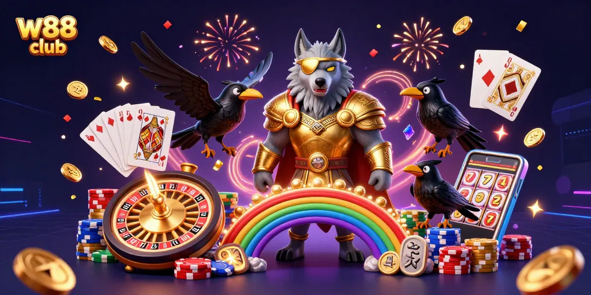 Cá cược tại w88 club với hình ảnh hấp dẫn từ các trò chơi casino và slot game.