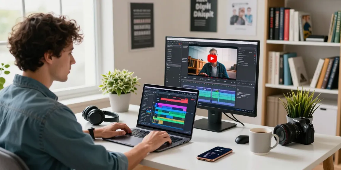 Beginner video editor practicing skills in the best video editing course for beginners at home.