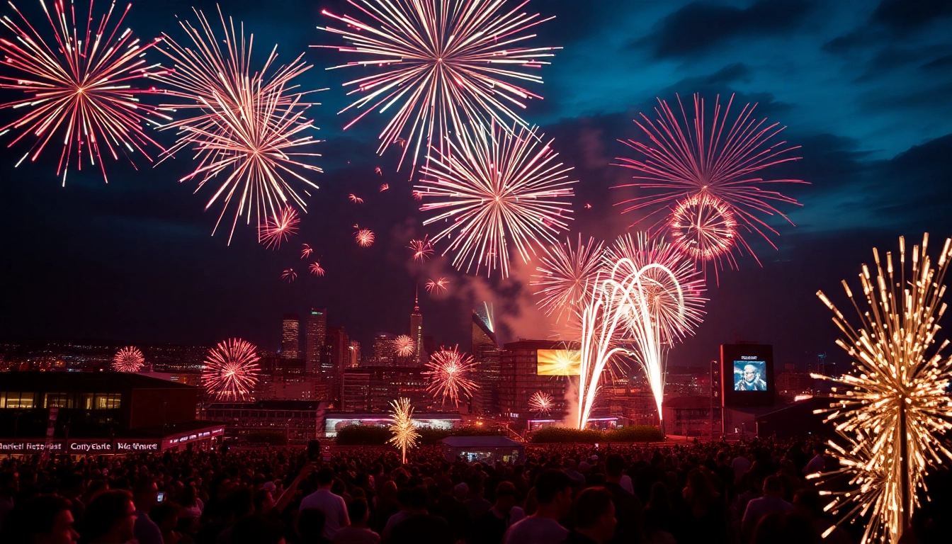 Buy fireworks Manchester with vibrant displays lighting up the Manchester skyline at night.