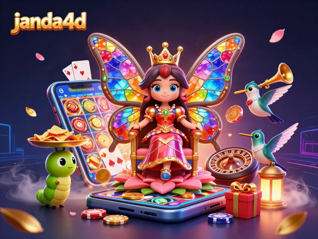 JANDA4D menawarkan pengalaman permainan yang luar biasa dengan simbol slot dan koin emas yang melimpah.