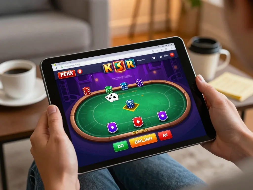 Engaging gameplay on RR88 SELECT mobile tablet showcasing poker action while highlighting strategic notes.
