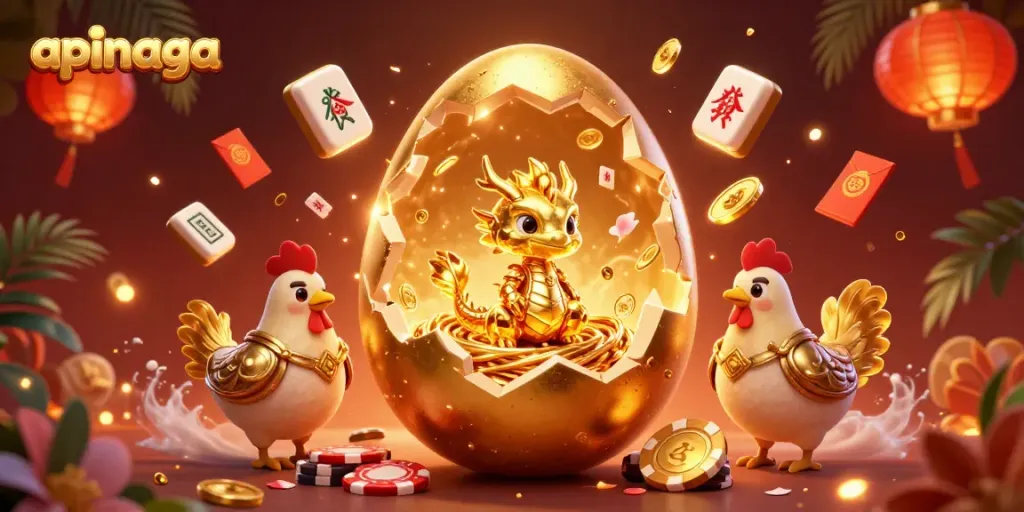 Engage with apinaga's exciting golden dragon scene surrounded by vibrant casino elements.