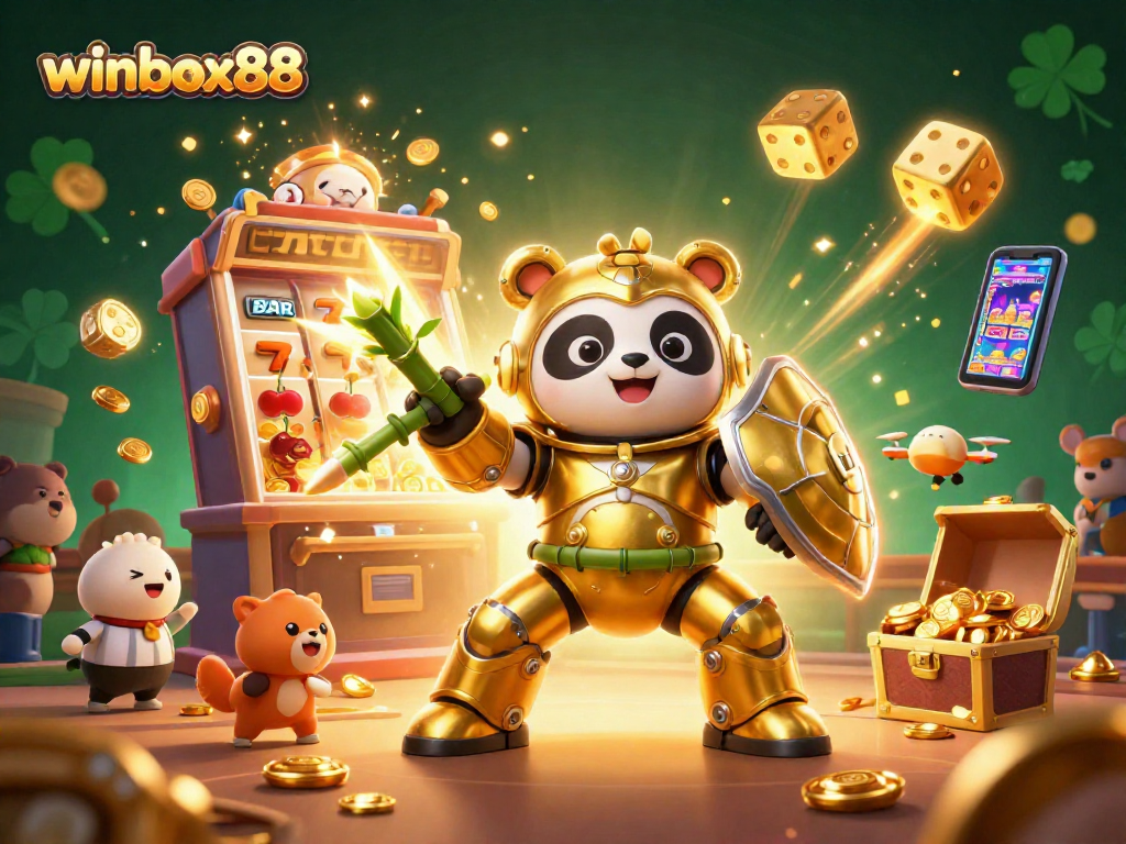 Engage with winbox88's vibrant 3D online casino gaming scene, featuring dynamic slot action and energetic characters.