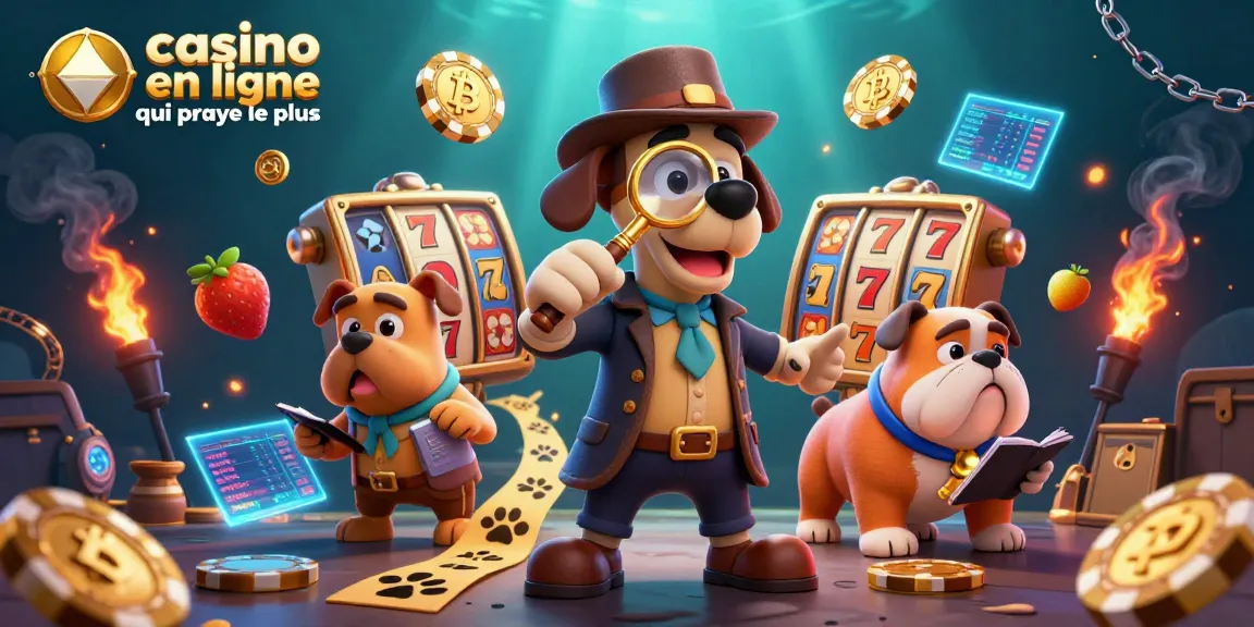 Jeu de casino en ligne qui paye le plus avec un détective cartoon cherchant les indices de gains.