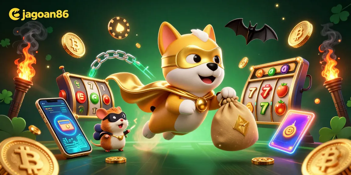 Experience jagoan86 with thrilling slot action featuring a superhero dog and dynamic casino elements.