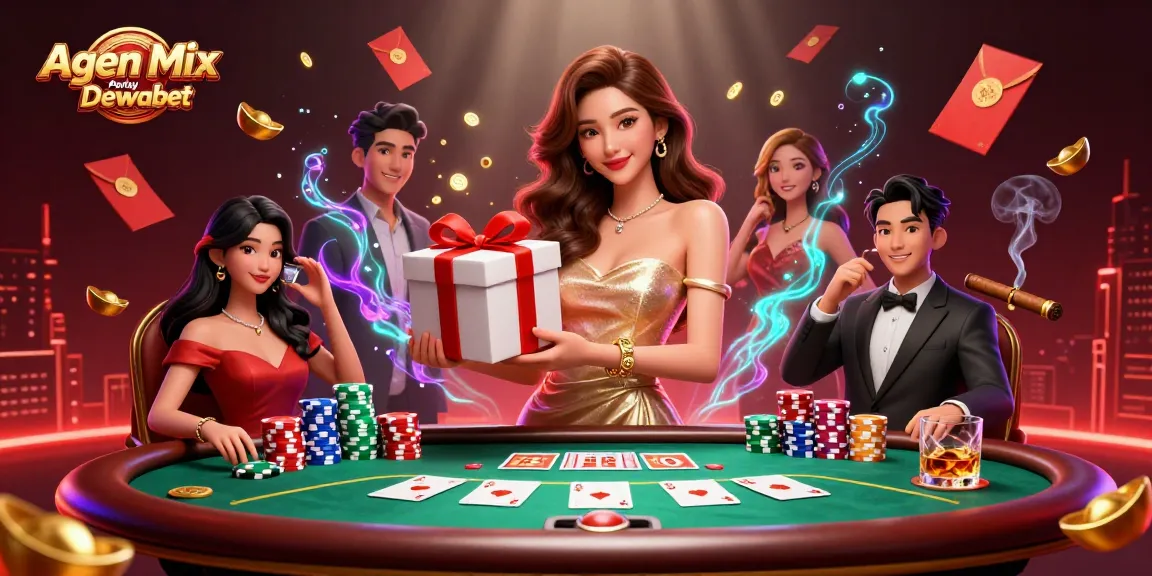 Experience excitement with Agen Mix Parlay Dewabet in a festive Lunar New Year casino scene.