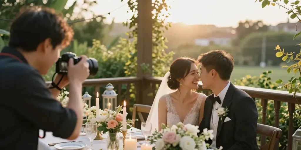 Documentary wedding photographer in Dunedin capturing a couple's authentic joyful moment during a sunset ceremony.