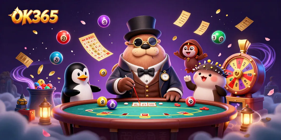 Experience gaming excitement at OK365 with a jolly walrus, penguin dealer, and pufferfish player engaged in thrilling poker.