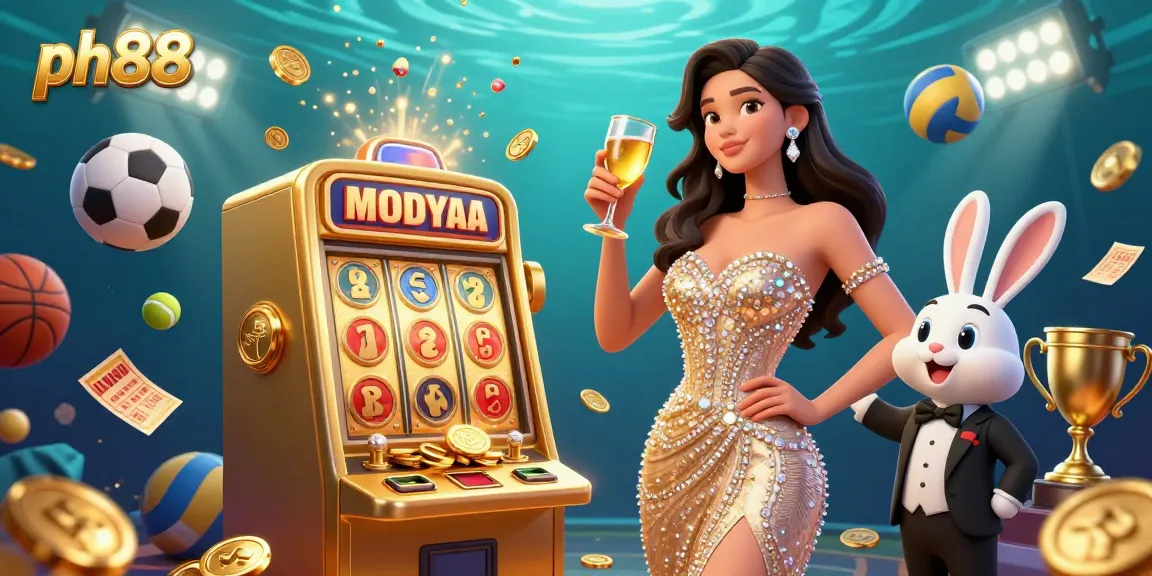 Experience thrilling gameplay at ph88 with a stunning woman beside an explosive jackpot slot machine and dynamic sports elements.