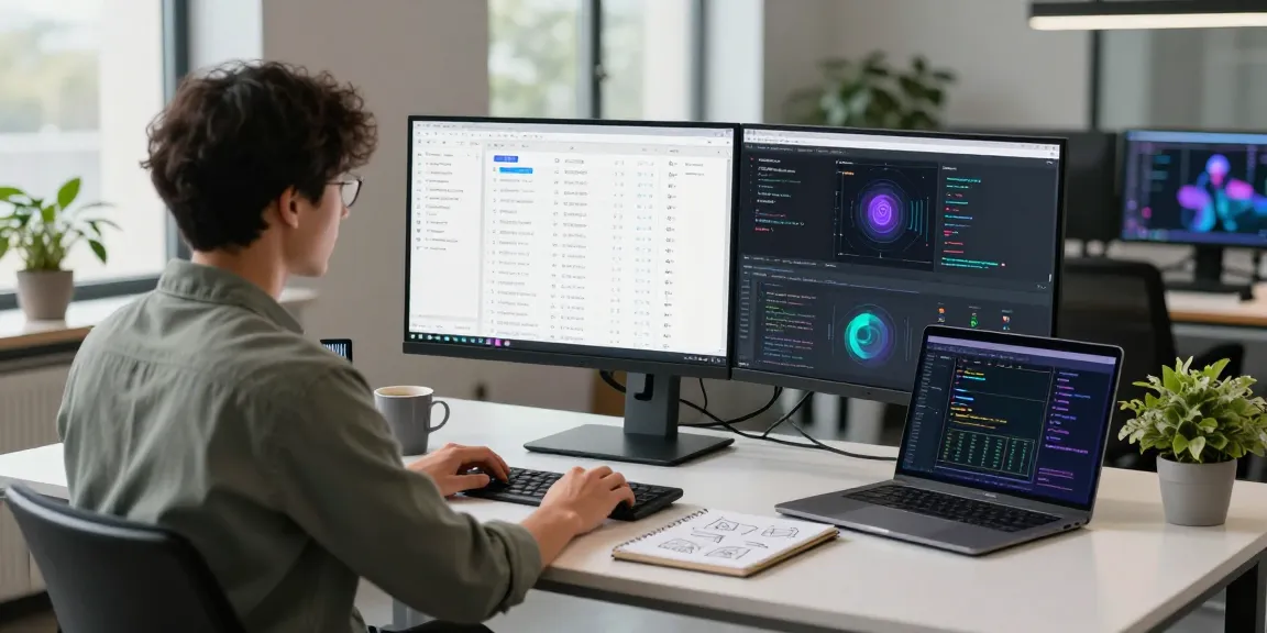 AI detector workspace showcasing data scientist analyzing content moderation results in a modern tech setting.