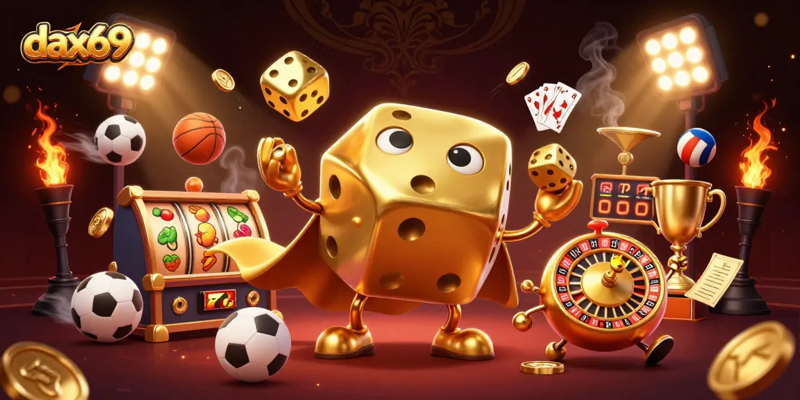 DAX69 menghadirkan kemenangan dengan slot online dan simbol keberuntungan dalam ilustrasi menarik