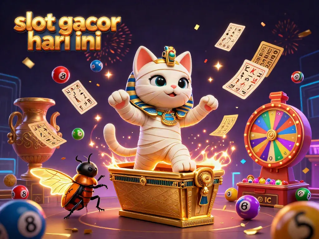 Visualisasi slot gacor hari ini dengan karakter unik dan elemen hiburan kasino yang dinamis.