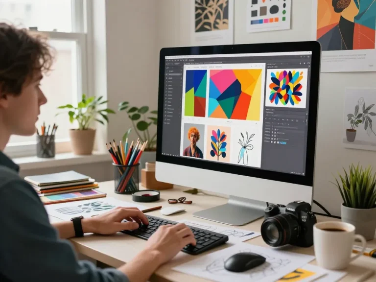 Using an image to prompt generator tool in a creative workspace.