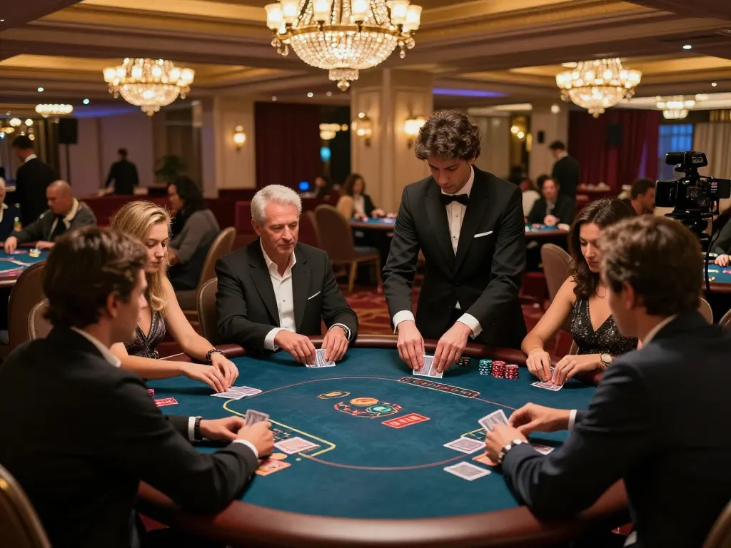 vipwin high-roller poker scene with players strategizing in an upscale casino