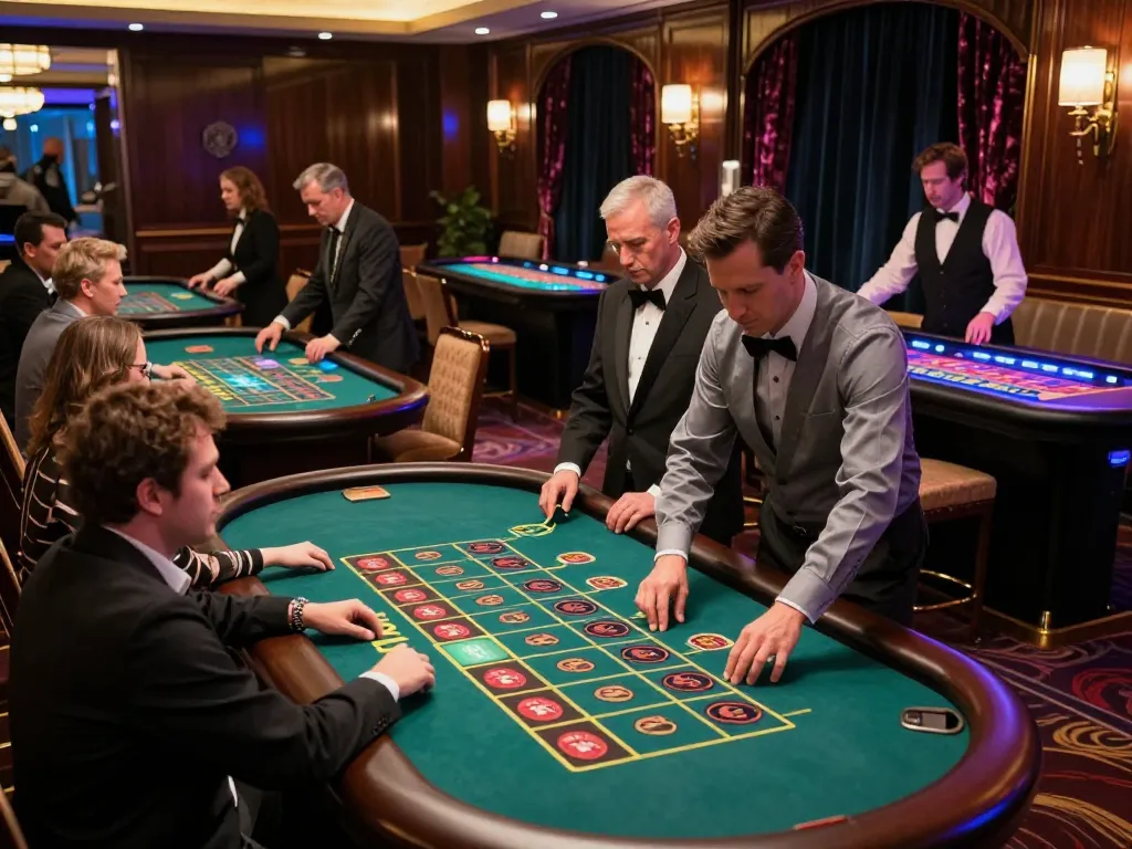 Experience the excitement of garuda slot at a vibrant casino with players and roulette tables.