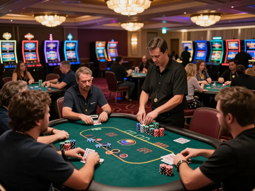 Active poker game at dh88vip casino with vibrant atmosphere and engaged players.