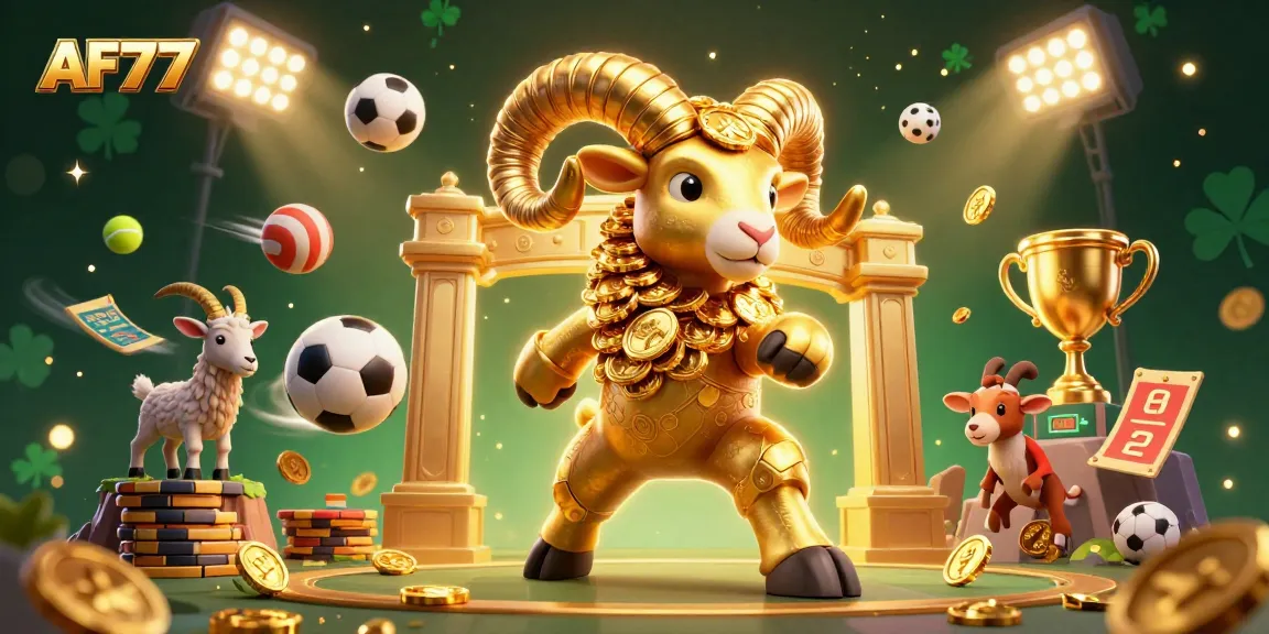 AF77 offers exhilarating betting experiences with dynamic sports elements, including trophies and betting slips.