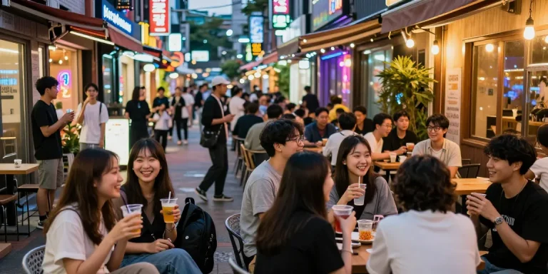 강남의 퀸알바 관련 유흥가에서 즐기는 밤의 젊은이들 모습