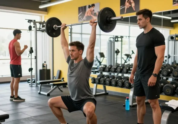 Pharmaqo Shop fitness enthusiasts training with weight lifting in a modern gym