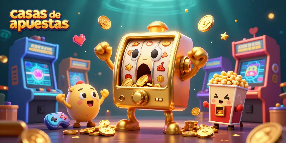Vibrante celebración en las casas de apuestas con una máquina tragamonedas dorada ganando un jackpot.