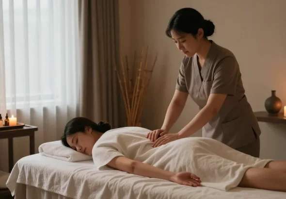 Experience relaxation through 강남출장마사지 in a tranquil spa setting with natural elements providing a serene atmosphere.