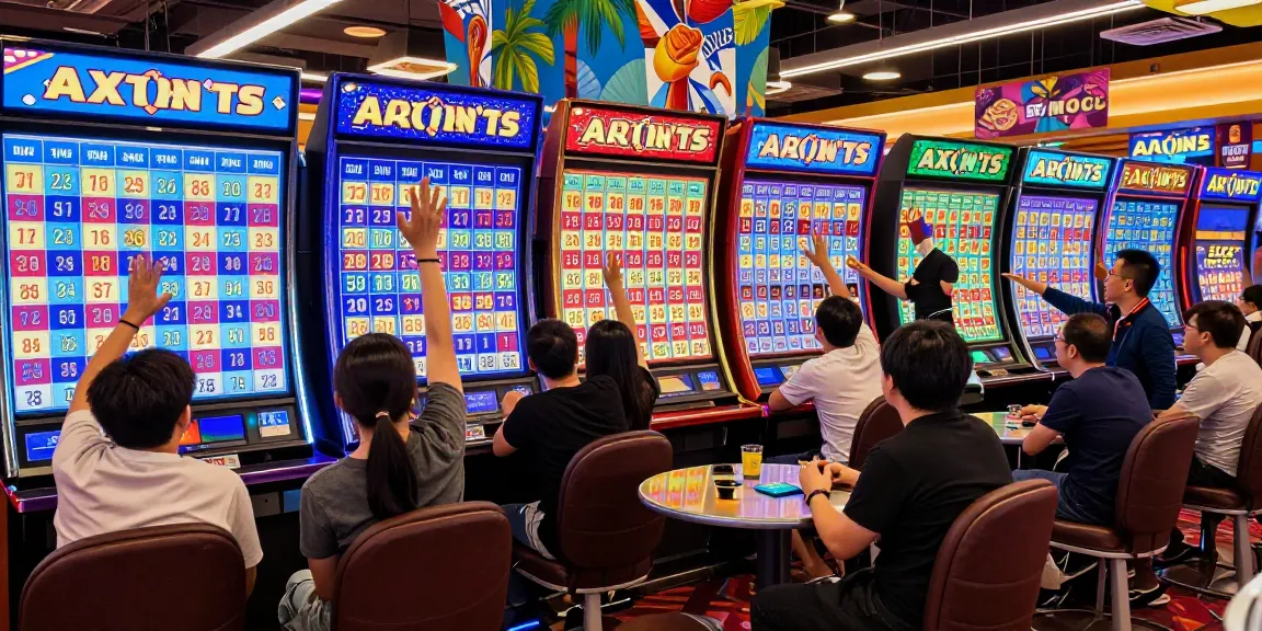 Live draw toto macau excitement with players awaiting results and vibrant displays.