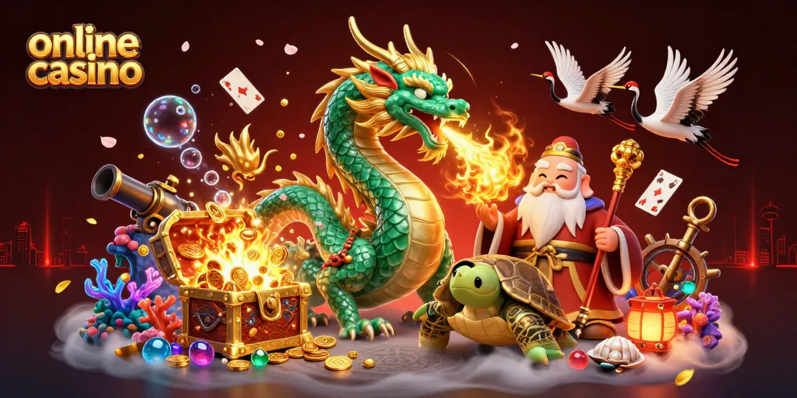 Experience the thrill of online casino adventures with a vibrant 3D dragon illustration.