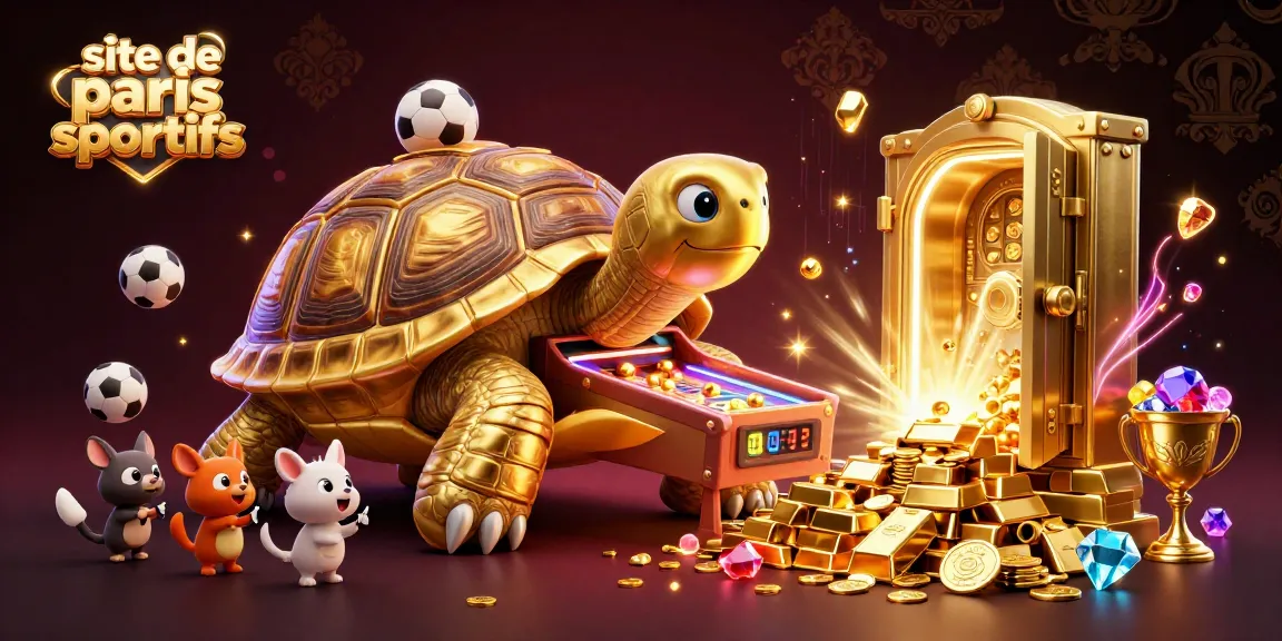 Les paris sportifs sur le site de paris sportifs : un décor dynamique avec tortue, trésor et éléments de jeu.