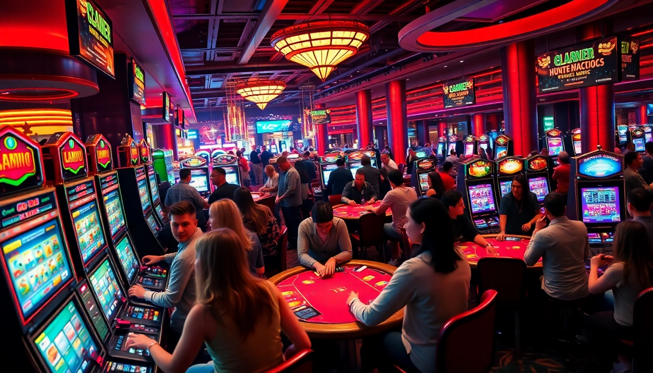 ora78 bermain di kasino dengan suasana meriah dan mesin slot yang berkilau.